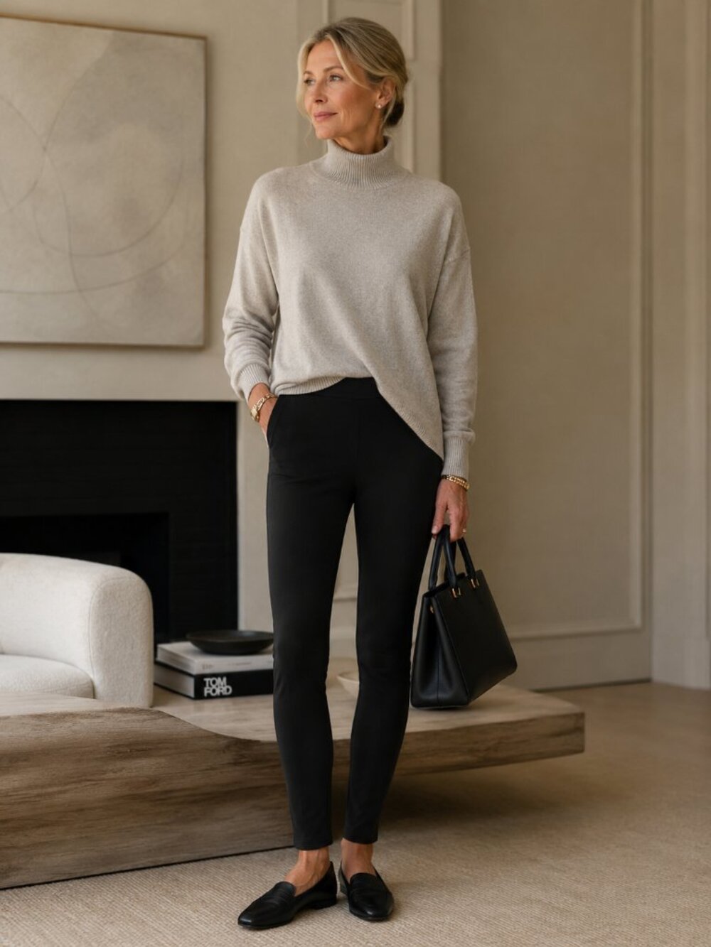 EILEEN FISHER Black Ponte Knit Pull On Skinny Pants Elastic Waist Elevated Basic